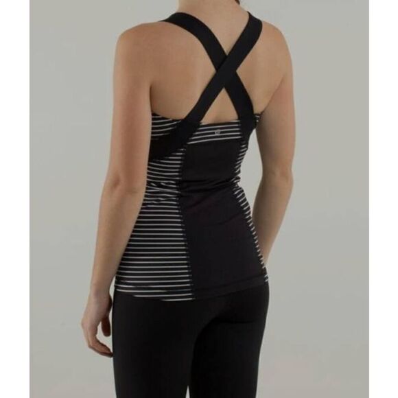 Lululemon Push Ur Limits Tank Parallel Stripe Black White / Black Size 6 - Picture 2 of 9